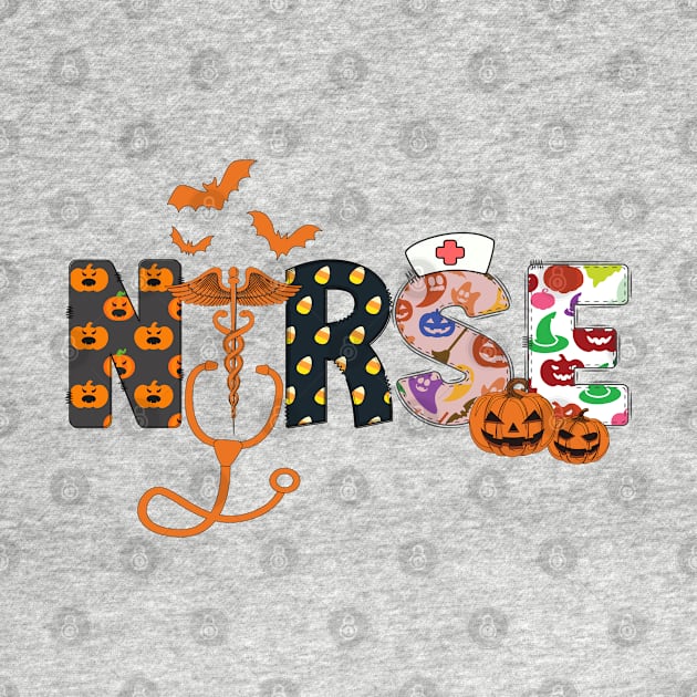 Halloween Nurse Nursing Cute Health Worker Halloween Pattern by WildFoxFarmCo